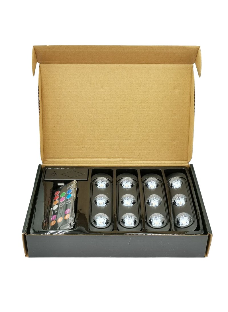 RGB Car Interior LED Footwell Ambient Light Kit A12 –  4 Bars (133×30×19mm),7 Colors, USB Powered (5V, 3.2W), Voice & Music Control, Sound Sensor, Universal Fit, Crystal Lampshade, Easy Installation – 4 Light Bars Set - Image 2