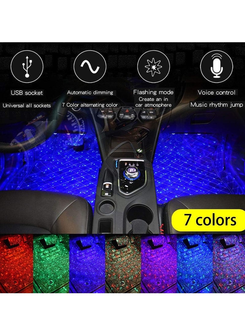 RGB Car Interior LED Footwell Ambient Light Kit A12 –  4 Bars (133×30×19mm),7 Colors, USB Powered (5V, 3.2W), Voice & Music Control, Sound Sensor, Universal Fit, Crystal Lampshade, Easy Installation – 4 Light Bars Set - Image 3