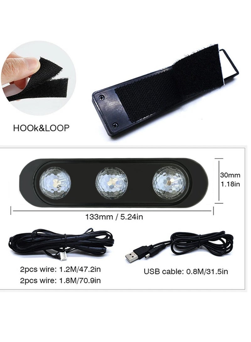 RGB Car Interior LED Footwell Ambient Light Kit A12 –  4 Bars (133×30×19mm),7 Colors, USB Powered (5V, 3.2W), Voice & Music Control, Sound Sensor, Universal Fit, Crystal Lampshade, Easy Installation – 4 Light Bars Set - Image 5