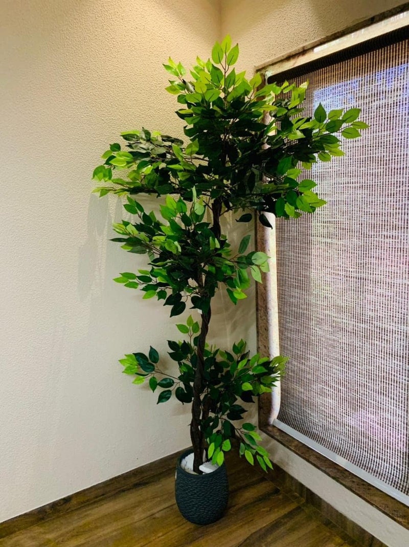 ARICK DECOR ARICK DÉCOR 6ft Artificial Ficus Tree - 180cm Large Faux Floor Plant with Natural Wood Trunk & Lush Silk Leaves - Realistic Potted Greenery for Living Room, Office & Indoor Decor - Image 1