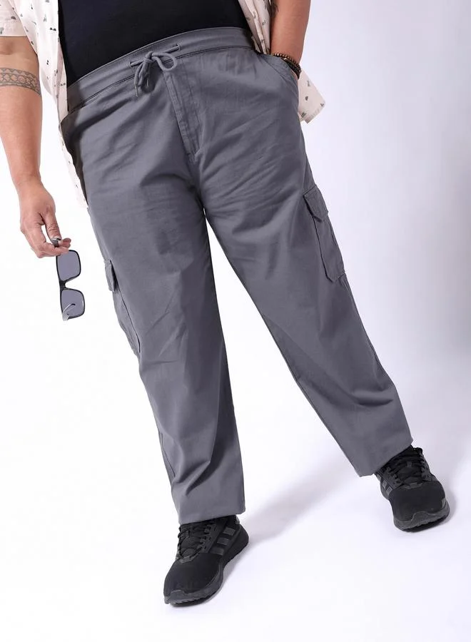 تايك تو بنطال كارجو رجالي بمقاس كبير سادة بقصة عادية