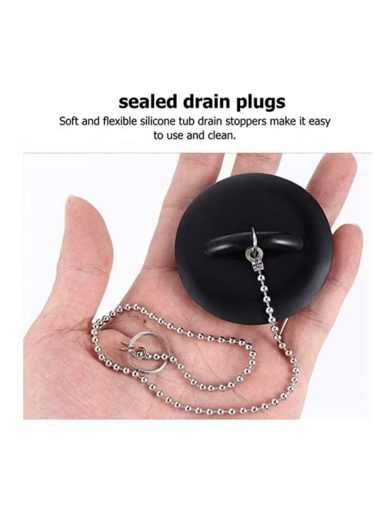 Wear-Resistant Tub Stopper, Bathroom Sink Drain Plug Silicone Bathtub Drain Stopper with Chains, Fit Kitchen Sinks, Bathroom Sinks, Wash Basin, Bathtub, Laundry and Other Drain Strainer - Image 4