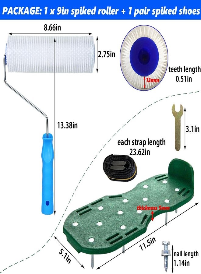 DBYANAN 9 Inch Screed Spiked Roller Self Leveling Concrete Roller Epoxy Roller Spike Shoes for Epoxy Flooring Cement Floor Leveling Tools Screed Compound Roller - Image 5