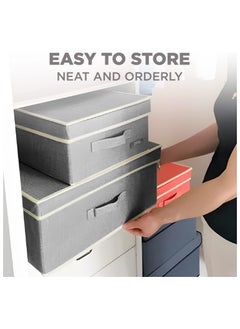 Dubkart Foldable Storage Bin, Clothes Storage Boxes with Lids, Fabric Storage Basket Cube With Handles for Organizing Shelf Nursery Home Closet, Bedroom & Office (Large)  - Image 4