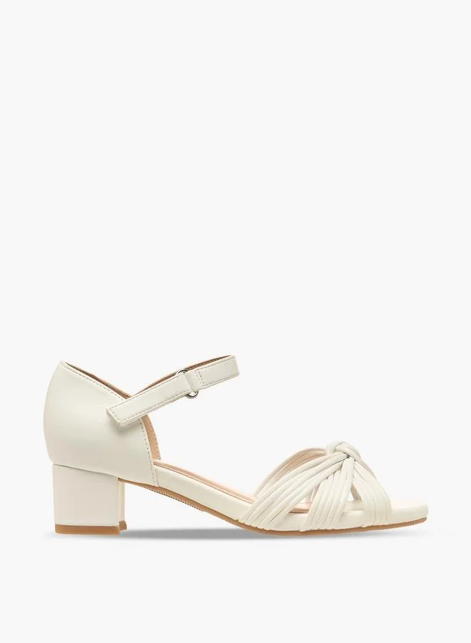 Celeste WHITE Girls Knotted Strap Block Heel Sandals for Women | Best Price UAE