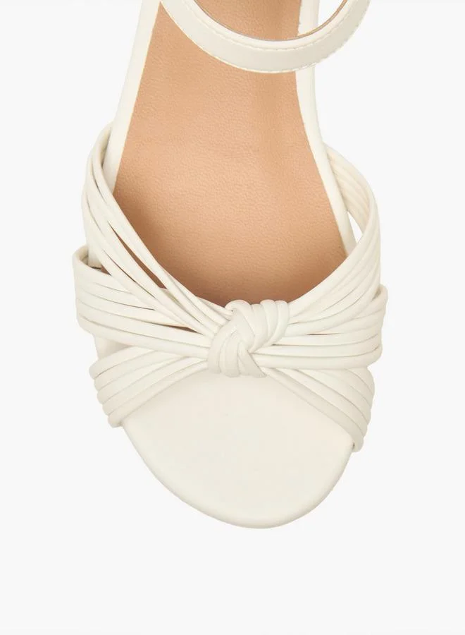 Celeste WHITE Girls Knotted Strap Block Heel Sandals for Women | Best Price UAE