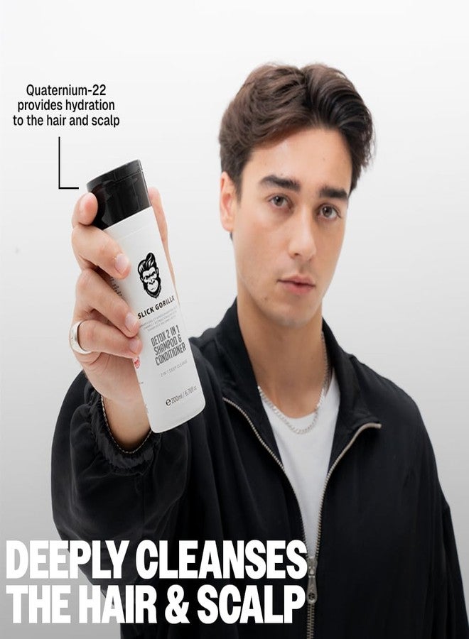 Slick Gorilla Detox 2 in 1 Shampoo and Conditioner for Men 200ml / 6.76 fl oz, Cleans, Strengthens, Hydrates, Infused with Natural Ingredients, All-in-One Daily Grooming Solution - Image 3