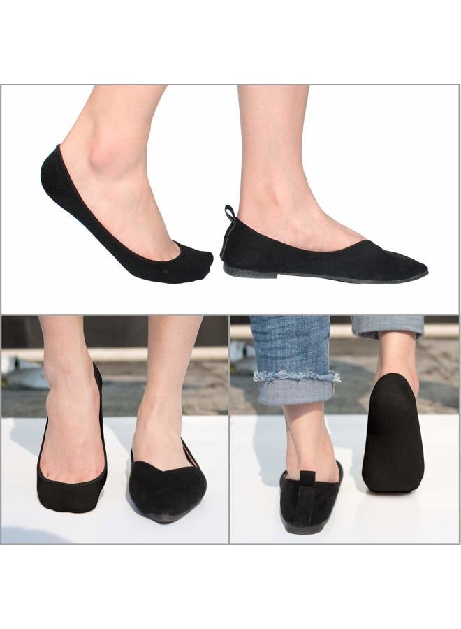 SIXDAYSOX Black No Show Socks Women 4 Pairs Reinforced Super Invisible Rubber Heel Thin Cotton Socks for Flats Loafer Socks Size 9-11 - Image 2