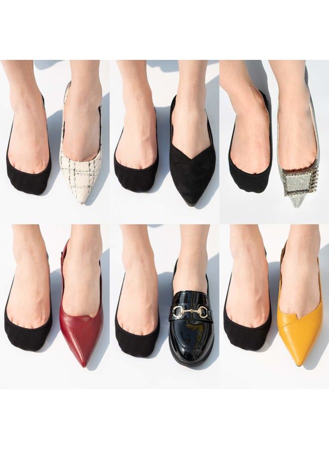 SIXDAYSOX Black No Show Socks Women 4 Pairs Reinforced Super Invisible Rubber Heel Thin Cotton Socks for Flats Loafer Socks Size 9-11 - Image 5