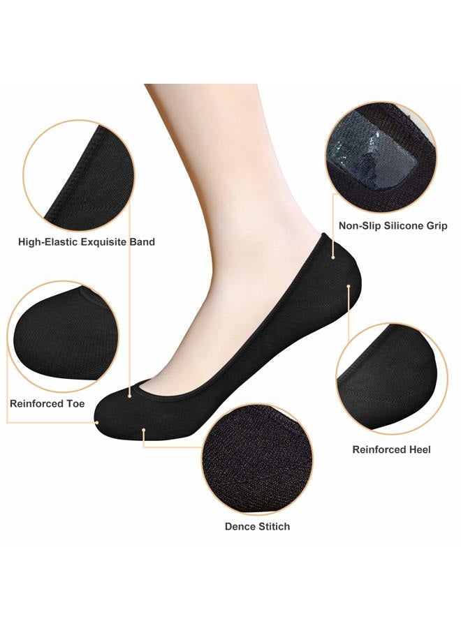 SIXDAYSOX Black No Show Socks Women 4 Pairs Reinforced Super Invisible Rubber Heel Thin Cotton Socks for Flats Loafer Socks Size 9-11 - Image 3