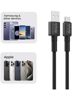 DIVICO Usb A To Type C Cable Nylon Braided Fast Charging Usb Cord Charger Wire For Samsung Galaxy S24 Note 20 M52 A13 A23 A53 Macbook Pro Nintendo Switch Huawei Gopro Hero 7 Ps5 Etc  - Image 4