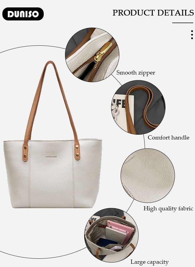 DUNISO Women's Shoulder Tote Bag Faux Leather Handbag for Women Large Capacity Messenger Bag, Fashionable Travel Shoulder Bag for Ladies Girls College Students  - Image 2
