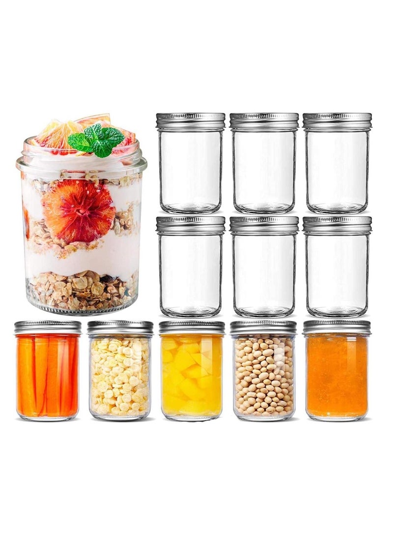 FUFU 8oz 12Pcs glass jar, with a sealed metal regular lid , a sealed clear glass jar, used for desserts, coffee beans, seasonings, honey, jam, jelly  - Image 1