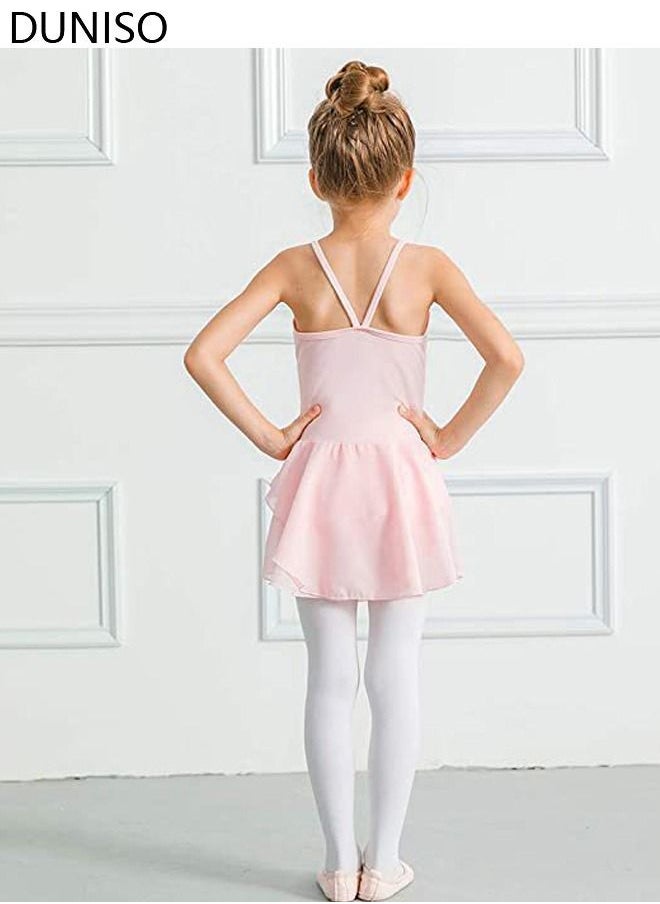 DUNISO Girls Ballet Dresses Leotards with Skirt Short Sleeves, Dance Dress Ballerina Tutu Outfit Cotton Dress Ballet Skirt, Mini Skirt Princess Dresses Dance Wear Clothes for Little Girl  - Image 3