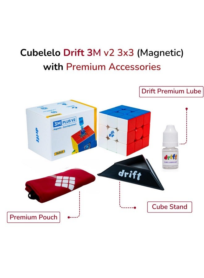 Cubelelo Cubelelo Drift 3M Plus v2 3x3 (Magnetic) with Cube Lubricant & Premium Pouch (2024 Updated Version) | 48 Strong Magnets for Enhanced Stability & Smooth Turns | Kids & Adults,multicolor  - Image 2