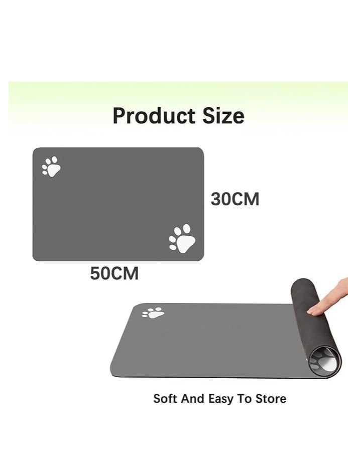 سجادة تغذية ماصة للكلاب والقطط مع دعامة مطاطية مقاومة للماء - سريعة الجفاف، مضادة للانزلاق، مانعة للتسرب، مفرش أطباق للحيوانات الأليفة لأوعية الطعام والماء - Image 2