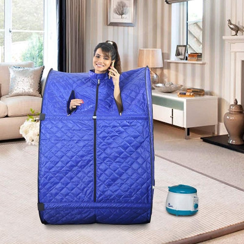 ANCS ANCS Portable Folding Personal Steam Bath Full Body Detox Therapy Steam Sauna Spa Blue - Image 1