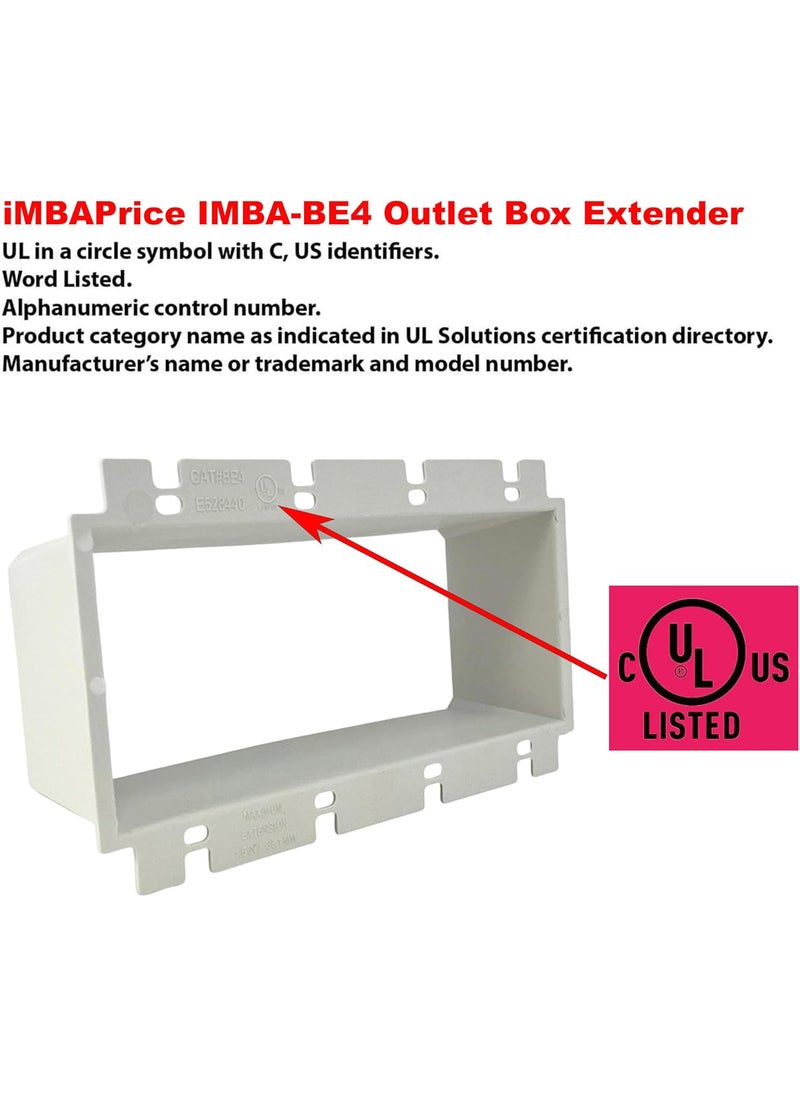 iMBAPrice iMBAPrice IMBABE4 UL Listed 4Gang NonMetallic Electrical Power Outlet Box Extender Power Switch Receptacles Accessories 2Pack  - Image 2