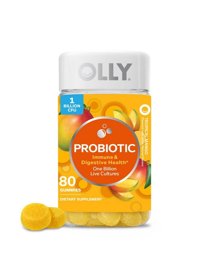 OLLY - OLLY Probiotic Gummy, 1 Billion CFUs, Immune and Digestive Support, Chewable Probiotic Supplement, Mango, 80 Count - Image 1
