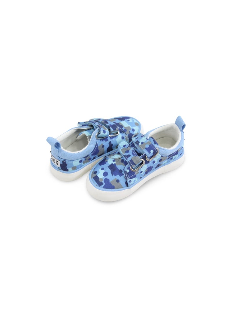 Boys Canvas Sneakers – Blue Cars Camouflage Double Strap Sneaker - Image 3