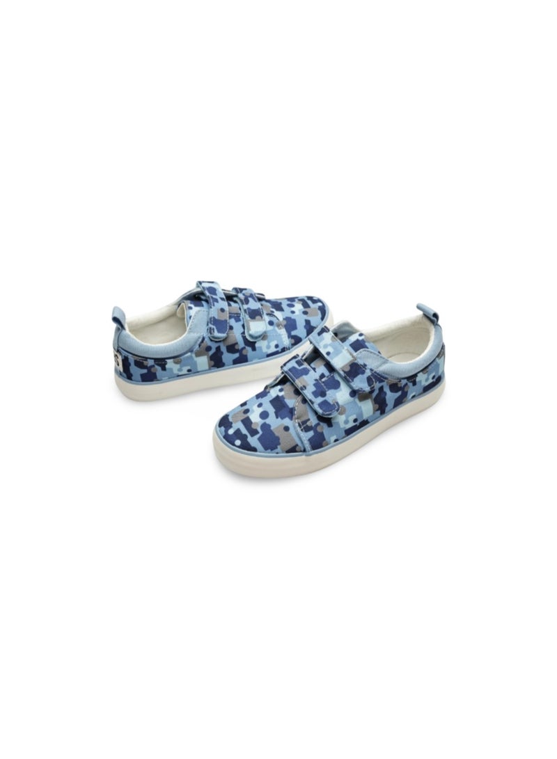 Boys Canvas Sneakers – Blue Cars Camouflage Double Strap Sneaker - Image 2