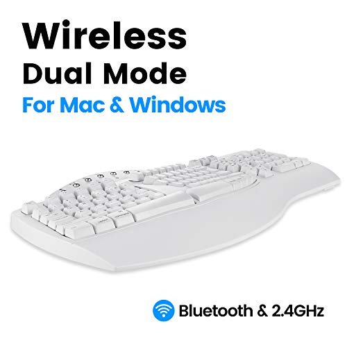 Perixx PERIBOARD-612W Wireless Ergonomic Split Keyboard with Dual Mode 2.4G and Bluetooth Feature, Compatible with Windows 10 and Mac OS X System, White, US English Layout - Image 2