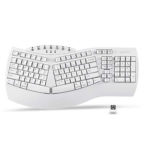 Perixx PERIBOARD-612W Wireless Ergonomic Split Keyboard with Dual Mode 2.4G and Bluetooth Feature, Compatible with Windows 10 and Mac OS X System, White, US English Layout - Image 1