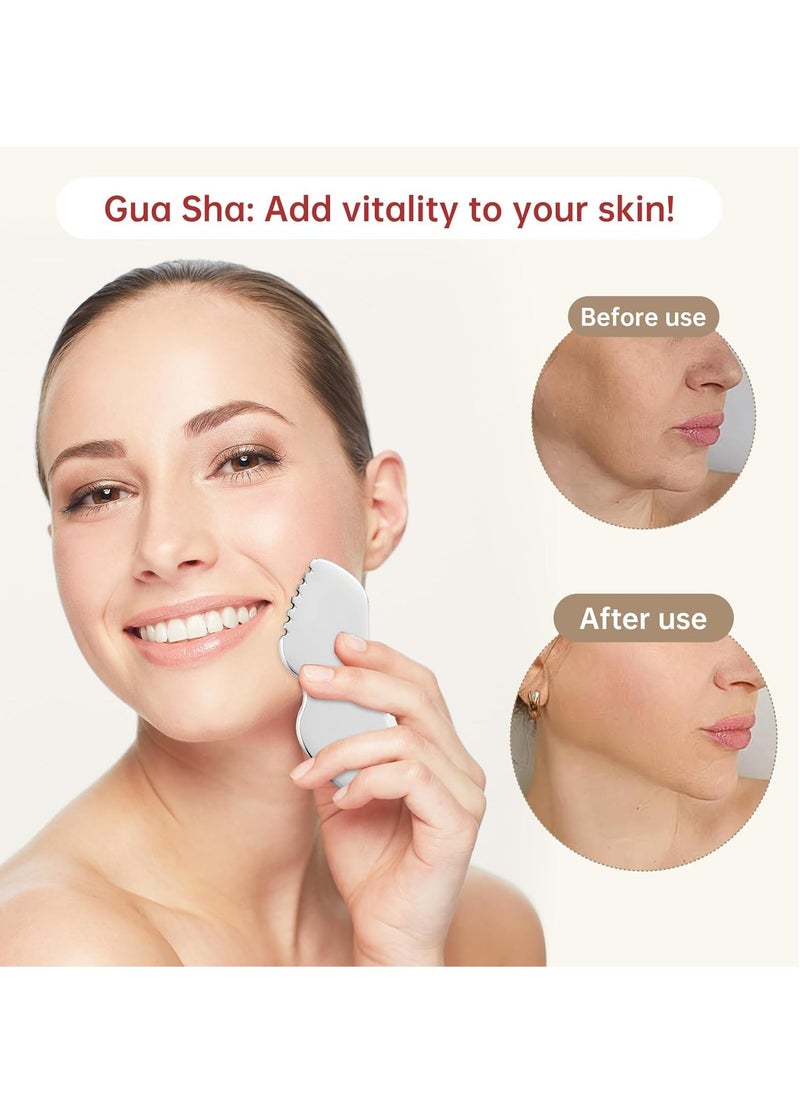 General Stainless Steel Gua Sha Facial Tools, Face Comb & Massager Metal Gua sha Tool for Blood Circulation & Lymphatic Drainage, Body and Face Gua Sha Stone for Tighten Skin  - Image 2