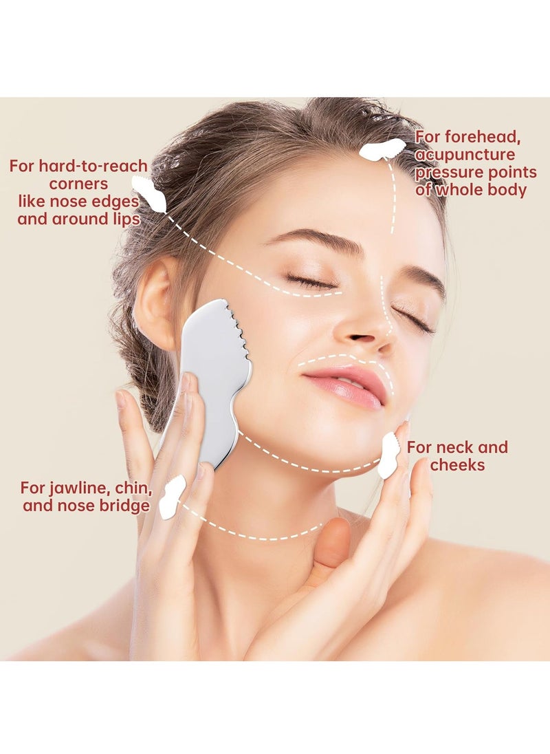 General Stainless Steel Gua Sha Facial Tools, Face Comb & Massager Metal Gua sha Tool for Blood Circulation & Lymphatic Drainage, Body and Face Gua Sha Stone for Tighten Skin  - Image 3