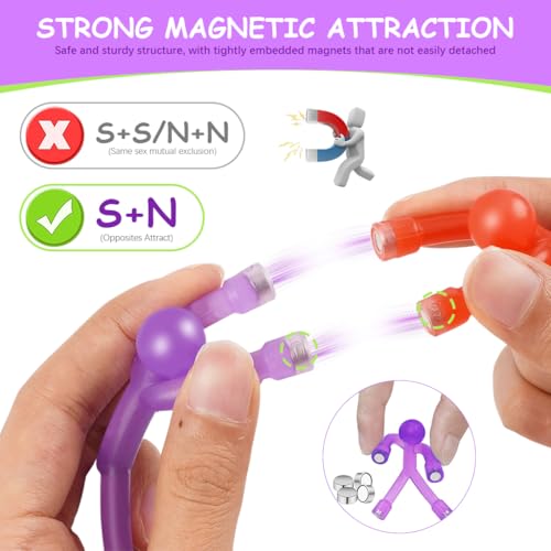 HASTHIP 10Pcs Fun Refrigerator Magnets Mixed Color Match Stick Men Fun Refrigerator Magnets for Home Decor Connectable Colorful Little Matchstick People Decorative Desk Decor Kids Toys Set of 6 - Image 3