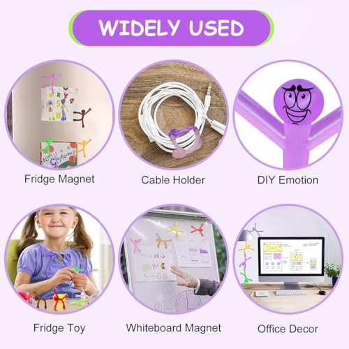 HASTHIP 10Pcs Fun Refrigerator Magnets Mixed Color Match Stick Men Fun Refrigerator Magnets for Home Decor Connectable Colorful Little Matchstick People Decorative Desk Decor Kids Toys Set of 6 - Image 5