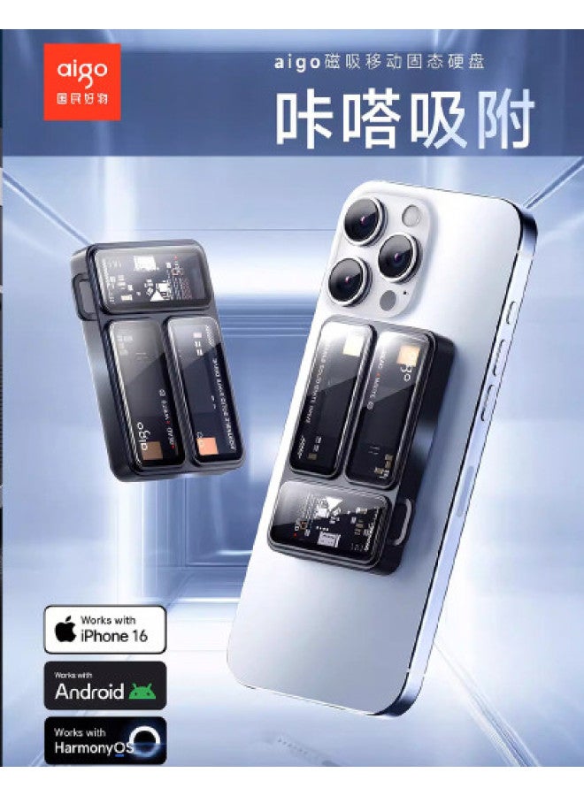 aigo قرص صلب محمول بسعة كبيرة، اتصال مباشر بالهاتف، خارجي للكمبيوتر واللابتوب - Image 1