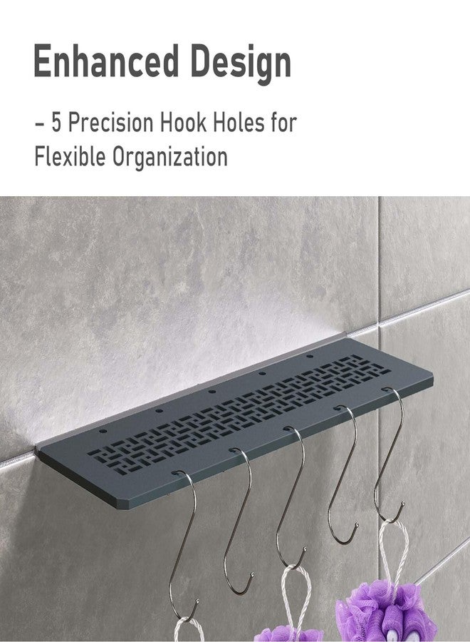 ISDOHS Upgraded Rectangular Shelf for Prefabricated Niches Matte Black，Comes with Five Hooks，SNS1D5MGS SNS1D5EB 4mm Thick Aluminum (1, Cubical) - Image 2