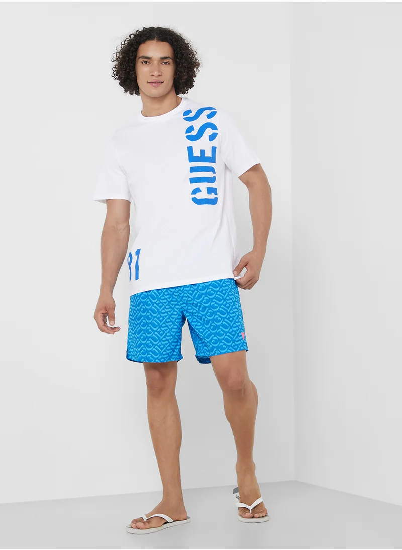 GUESS All Over Print Swim Shorts