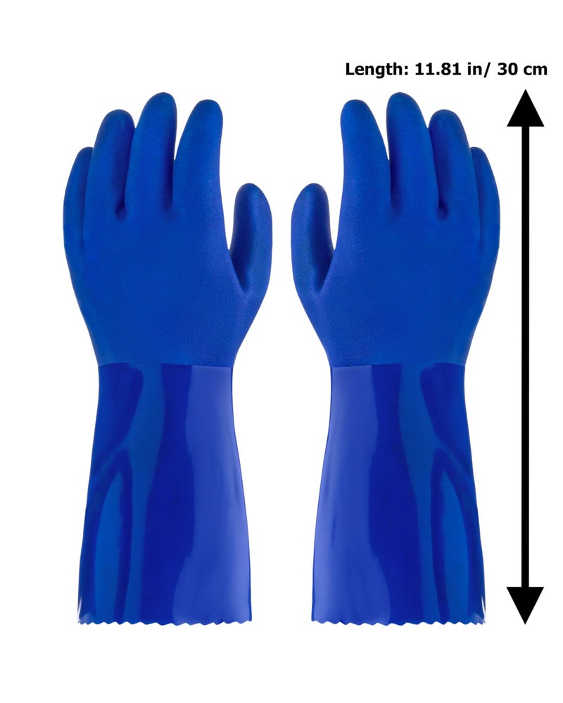 kitchen-star Ultimate Rubber Household PVC Gloves with Comfortable Cotton Lined, Anti-Slip surface, Kitchen Dishwashing, Extra Thickness, Kitchen Cleaning, Working, Painting, Pet Care (Small, Blue) - Image 2