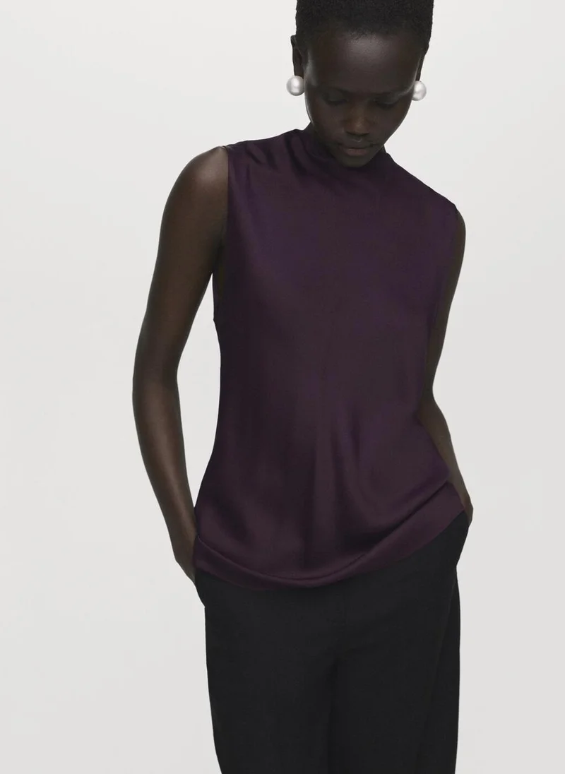 مانجو Satin blouse with draped neck