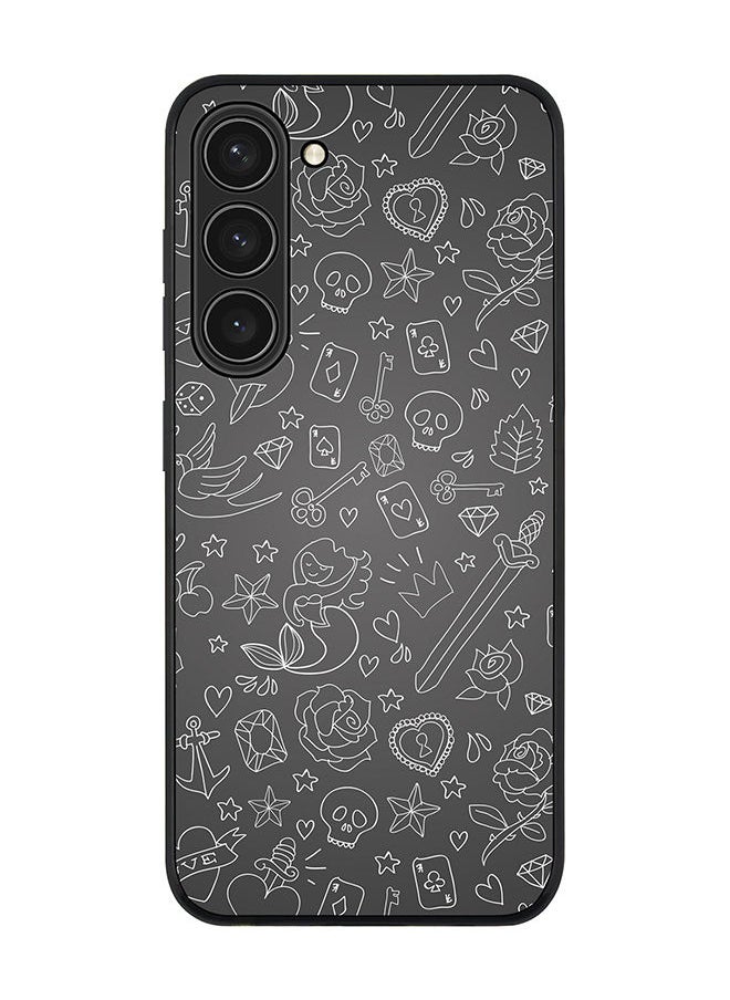 Stylizedd Rugged Black edge case for Samsung Galaxy S23+ 5G Slim fit Soft Case Flexible Rubber Edges Anti Drop TPU Gel Thin Cover - Doodles  - Image 1