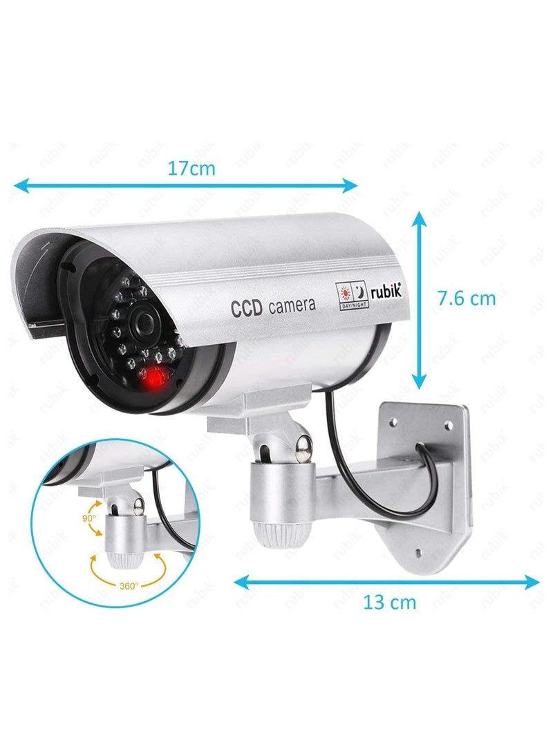 Rubik Dummy CCTV Security Camera with Flashing Red Light, Fake Indoor/Outdoor Adjustable Surveillance Simulation Bullet Camera Security - Black  - Image 2