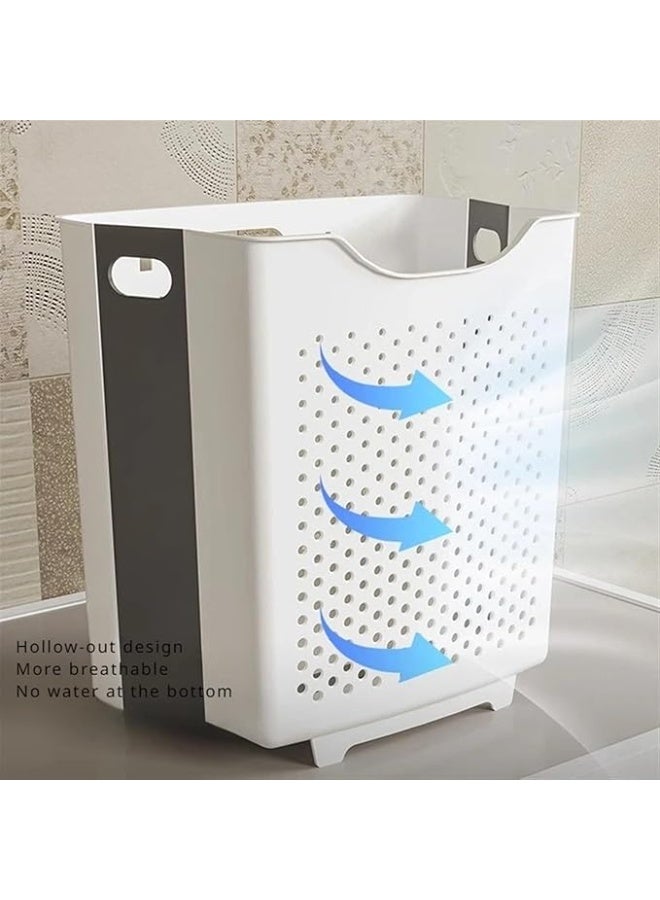 2PCS Hanging Laundry Basket with Carry Handle, Foldable Plastic Laundry Hamper, Wall Hanging Storage Basket, Dirty Clothes Storage Bin Multi-function Storage Container - Image 2