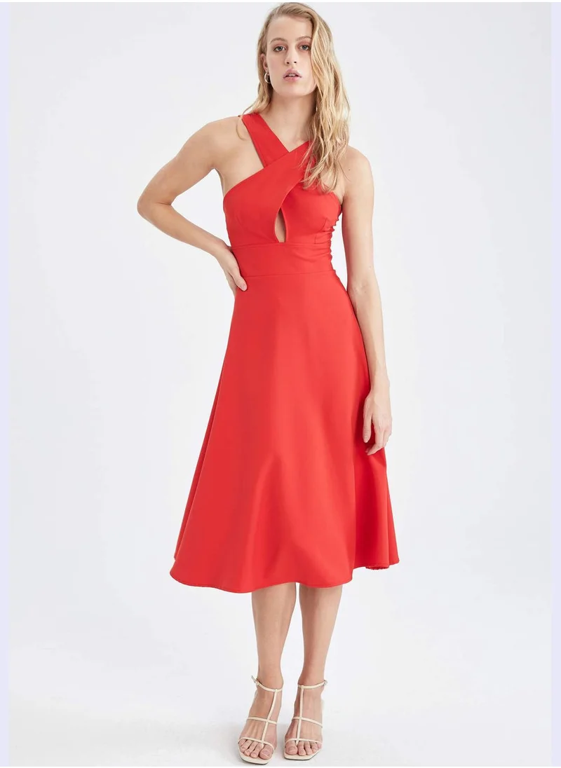 DeFacto Cross Neck Cut Out Midi Dress