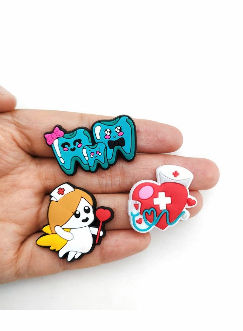 Excefore Shoe Charms for Crocs, 20 Pcs Cute Croc Charms Jibbits Decoration, PVC Nurse Stethoscope Shoes Decorations for Adults Women Men, Doctor Care Personnel Gifts Party Favor - Image 2