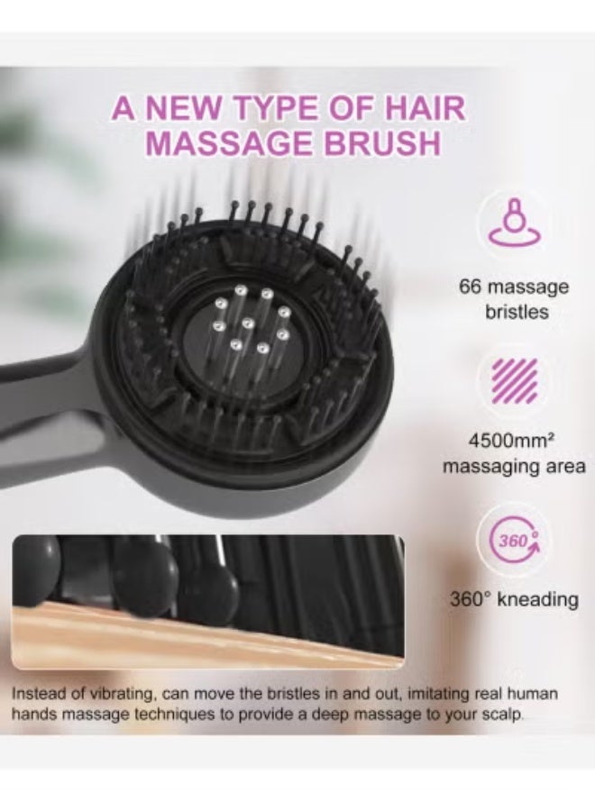 تايجر 2-in-1 Electric Hair & Scalp Massager Comb | Head Massage Brush with Oil Diffuser | 3 Vibration Modes for Stress Relief, Hair Care & Improved Blood Circulation – Black - Image 2
