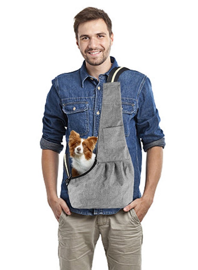 NIBEMINENT Sling Pet Carrier Bag Grey/Black 190grams - Image 4