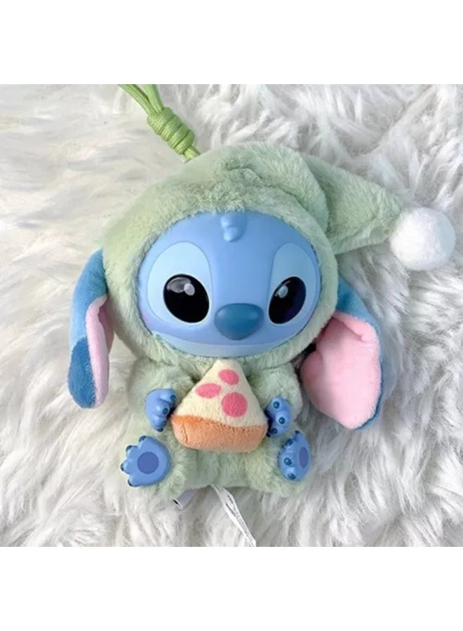 Stitch Plush Toy Keychain 18cm – Cute Green Hoodie Stitch Holding Pizza Slice | Soft Kawaii Lilo & Stitch Stuffed Animal Bag Charm | Disney Mini Plush Keyring for Backpack, Purse & Car | Birthday, Eid & Christmas Gift for Girls, Kids, Teens & Disney Lovers - Image 2