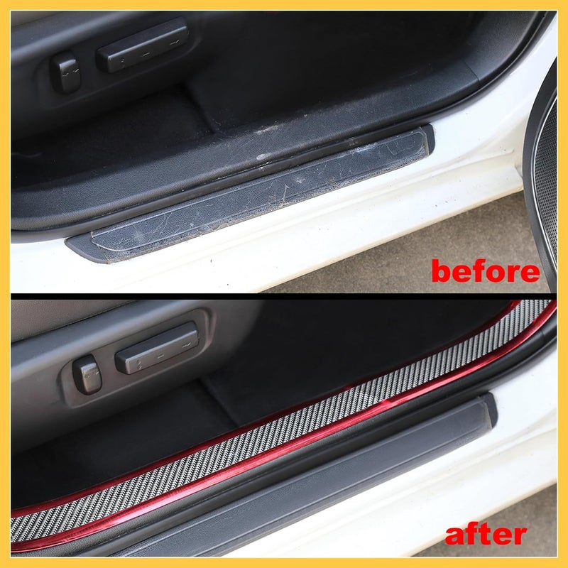 REPAIROCK 1m 3.3ft Universal Car Door Sill Protector Entry Edge Guard Strip Sticker Carbon Fiber Pattern Red Auto Replacement Parts - Image 5