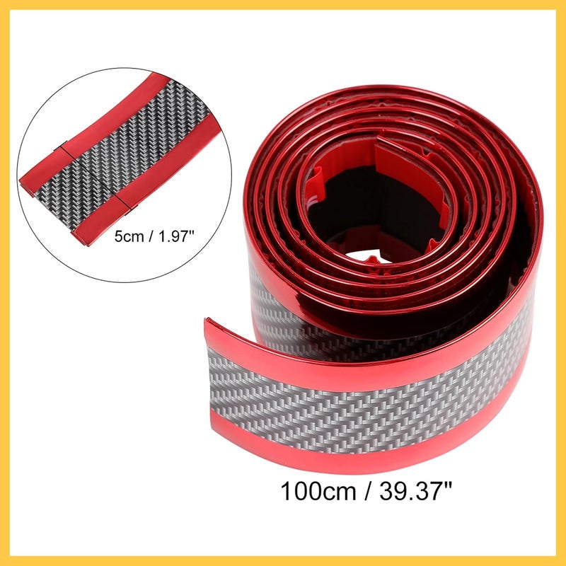 REPAIROCK 1m 3.3ft Universal Car Door Sill Protector Entry Edge Guard Strip Sticker Carbon Fiber Pattern Red Auto Replacement Parts - Image 2