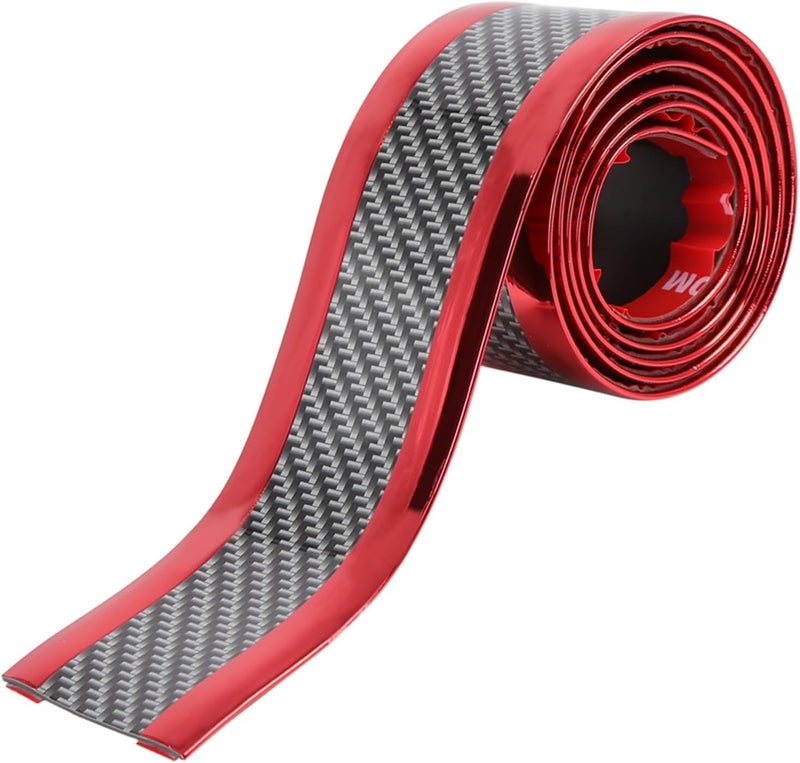 REPAIROCK 1m 3.3ft Universal Car Door Sill Protector Entry Edge Guard Strip Sticker Carbon Fiber Pattern Red Auto Replacement Parts - Image 1