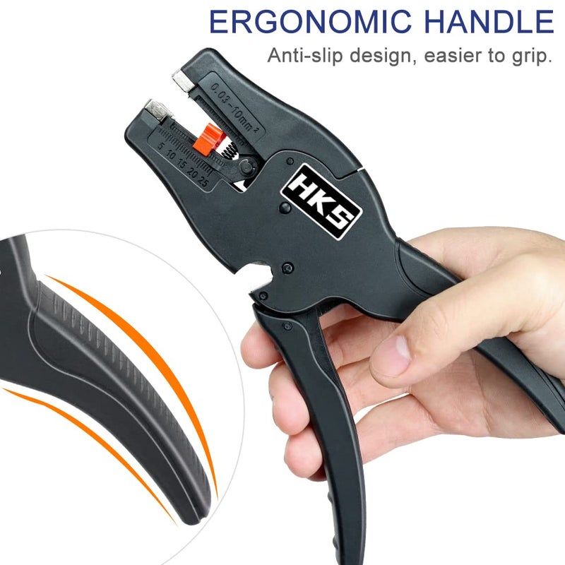 HKS Automatic 2 in 1 Wire Stripper Tool for 32-7 AWG Wire Stripping & Cutting, Length Range 0.25-1 inch - Suitable for Various Wires - Image 5