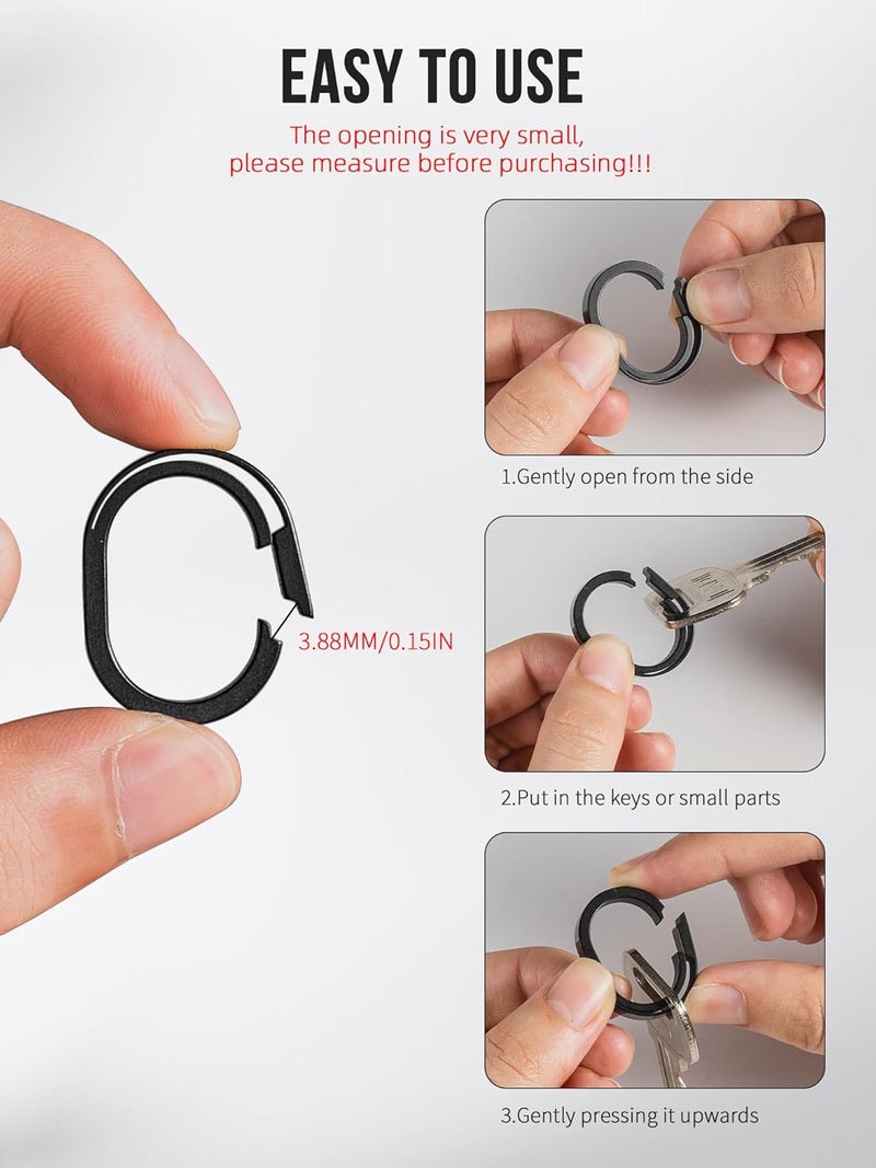 FEGVE Titanium Small Key Chain Rings, Quick Release Connecting Keychain Mini Carabiner for Keys Wristlet Bag, Jump Ring for Necklace - Image 2