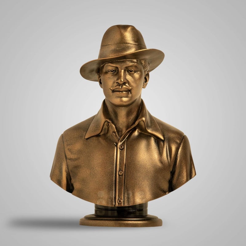 SILAII Bhagat Singh Bust Sculpture Antique Bronze 5 Inch - Image 1
